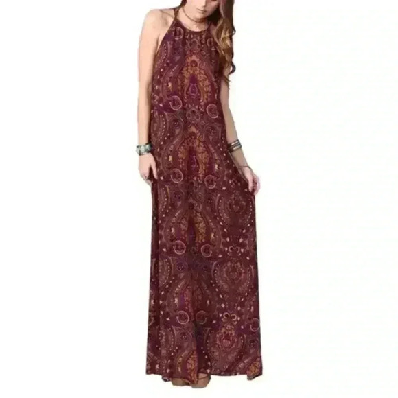Show Me Your Mumu Flirtini Halter Maxi Dress in Princess Plum Size M - Picture 1 of 7